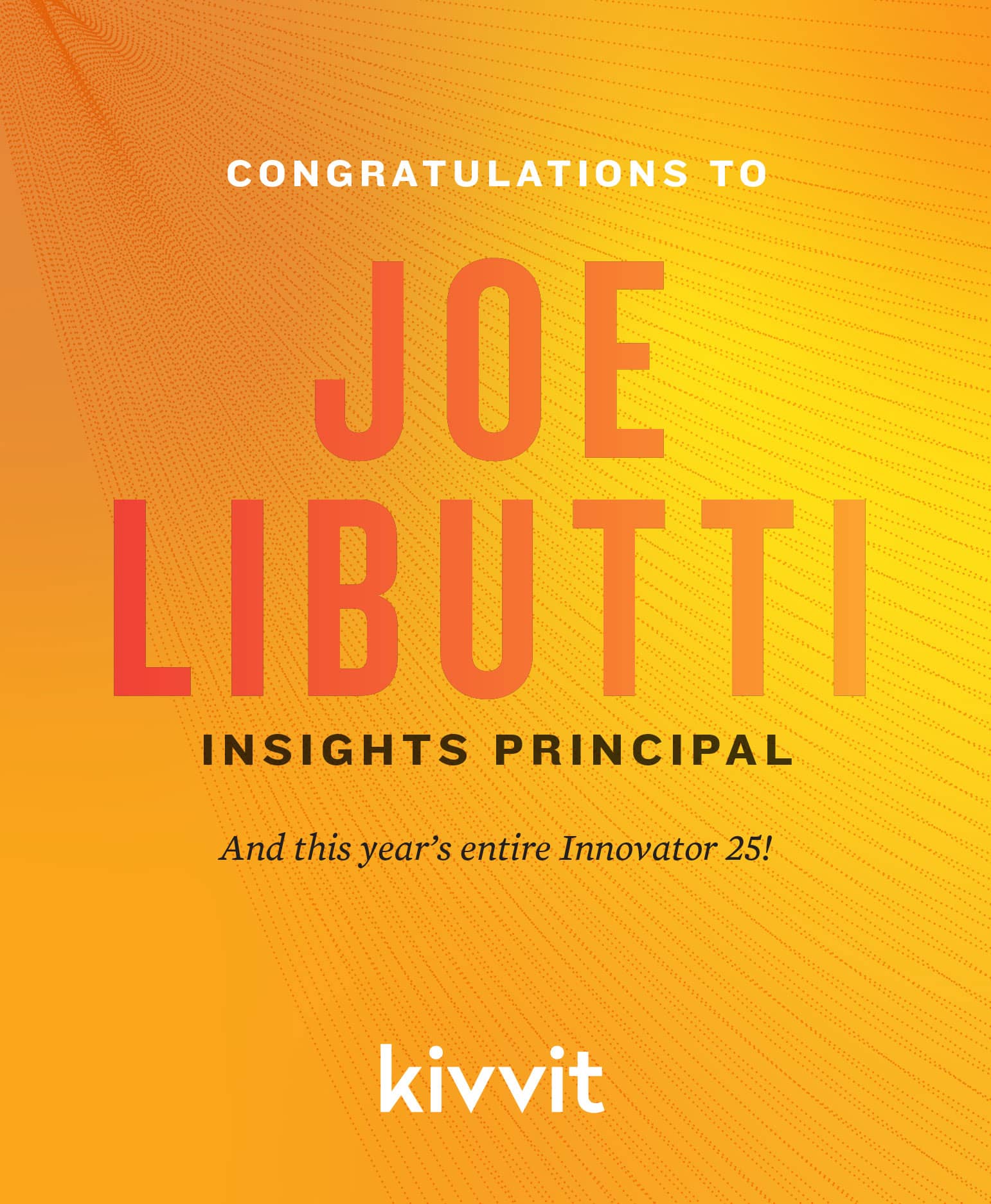 Congratulations to Joe Libutti kivvit